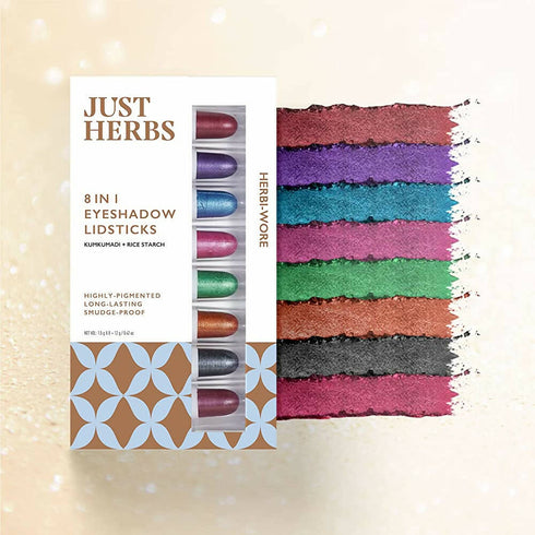 Just Herbs 8 In 1 Eye Shadow Lidsticks Highly Pigmented Long-Lasting Smudge Proof Herbi Wore
